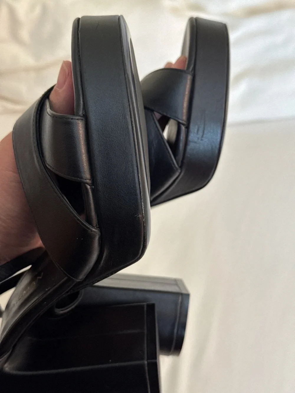 Stuart Weitzman Dayna Black Leather Platform Sandals size size 8.5 - Picture 12 of 13